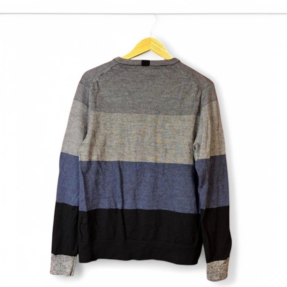 Club Monaco Wool Colorblock Stripe Knit Sweater Men's Large Lightweight Soft - Picture 5 of 5